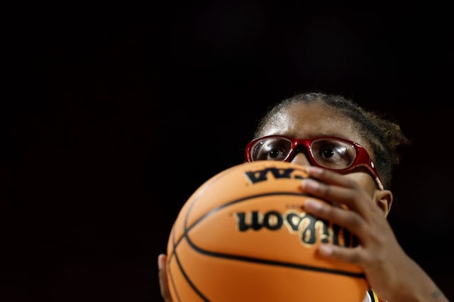Maryland guard Shyanne Sellers shoots a free throw during a game against Norfolk State in the first round of the NCAA Tournament on March 22, 2025, in College Park, Md. (Terrance Williams/AP)
