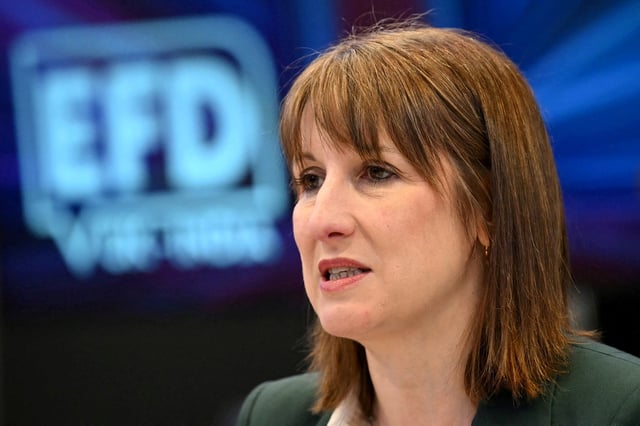 Britain's Chancellor of the Exchequer Rachel Reeves speaks during an India-UK Economic and Financial Dialogue (EFD), at the London Stock Excahnge Group (LSEG) in central London, Britain, April 9, 2025. JUSTIN TALLIS/Pool via REUTERS/File Photo