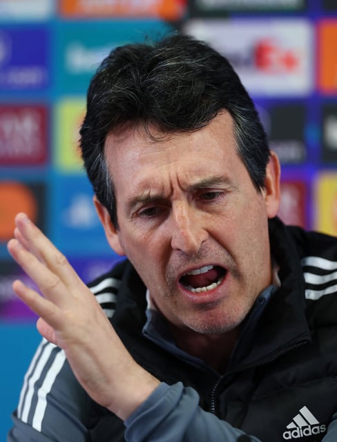 Soccer Football - Champions League - Aston Villa Press Conference - Bodymoor Heath Training Ground, Bodymoor Heath, Britain - April 14, 2025 Aston Villa manager Unai Emery during the press conference Action Images via Reuters/Matthew Childs