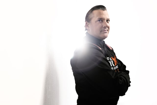 (EDITORS NOTE: Image has been digitally enhanced.) SRX driver Tony Stewart poses for a photo during the Superstar Racing Experience portrait shoot at Clutch Studios on April 25, 2023 in Huntersville, North Carolina.