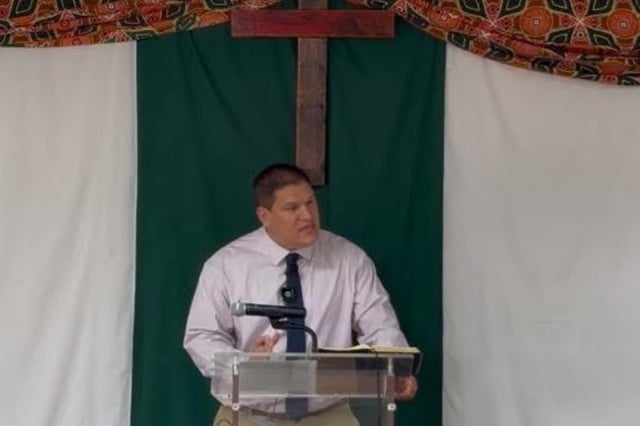 A photo of Josh Sullivan preaching posted by pastor Tom Hatley.