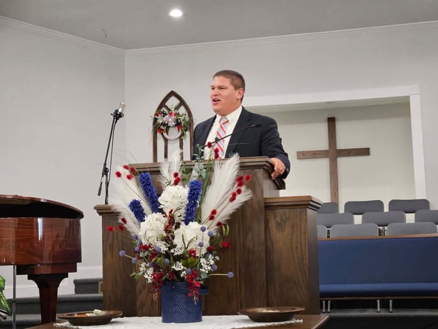Josh Sullivan was at the Fellowship Baptist Church in Motherwell Thursday night, preaching to a congregation of around 30 people, including his wife and six children, when the incident happened, multiple outlets reported. (Fellowship Baptist Church)