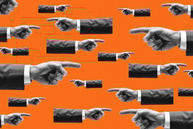 A photo illustration depicting finger pointing