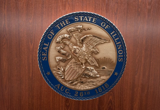 The seal of the State of Illinois at the DuPage County Courthouse in Wheaton, Dec. 27, 2022. (Mark Black / for the Chicago Tribune)