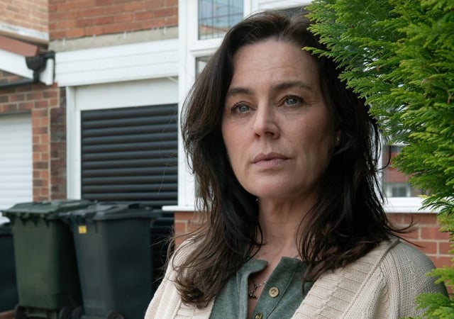 Jill Halfpenny as Emma Barnett (Photo: Simon Rogers/Lonesome Pine Productions/Channel 5 Broadcasting Limited)