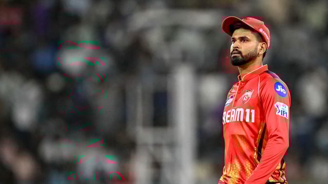 Punjab Kings' captain Shreyas Iyer looks on during a match.
