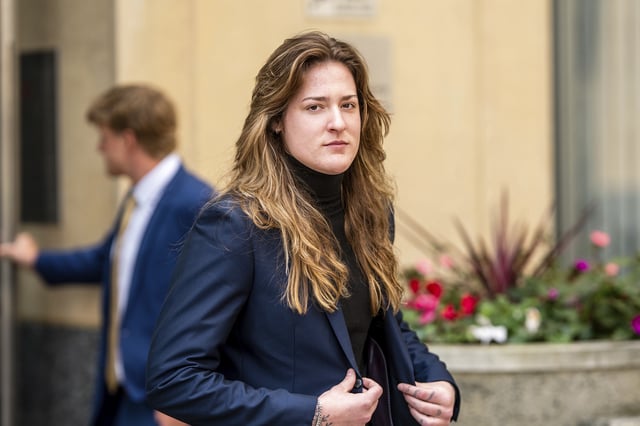 College basketball player Sedona Prince leaves federal court during a hearing for a landmark $2.8 billion settlement impacting NCAA college athletics on Monday, April 7, 2025, in Oakland, Calif. (AP Photo/Noah Berger)
