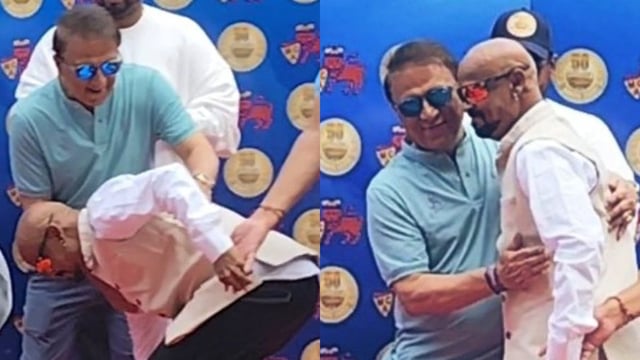 Vinod Kambli touched Sunil Gavaskar's feet at Wankhede Stadium.