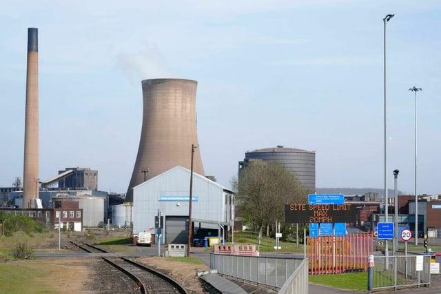 Blick auf das stahlwerk von Scunthorpe
