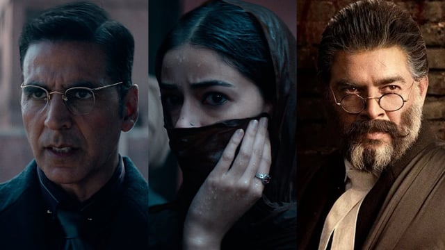 Akshay Kumar, Ananya Panday and R Madhavan in Kesari Chapter 2