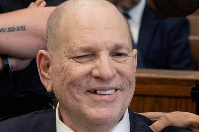 Harvey Weinstein appears in Manhattan Criminal Court during a hearing ahead of his April 2025 re-trial on sexual assault charges, in New York City, New York, U.S., March 12, 2025. Steven Hirsch/Pool via REUTERS/File Photo