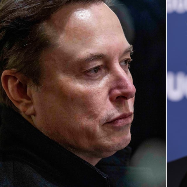 Elon Musk und Mark Zuckerberg weisen Fußgängern in Kalifornien den Weg (Fotomontage).