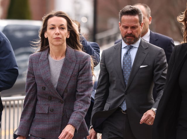 Karen Read arrives at Norfolk Superior Court in Dedham on April 1, 2025 ahead of jury selection for her retrial.