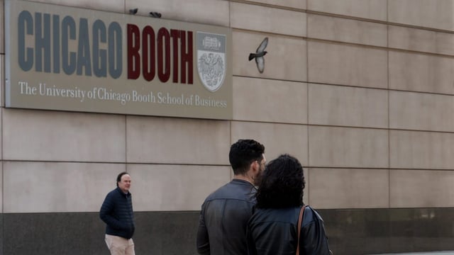 The University of Chicago Booth School of Business at the Gleacher Center on April 14, 2025.   (Antonio Perez/Chicago Tribune)