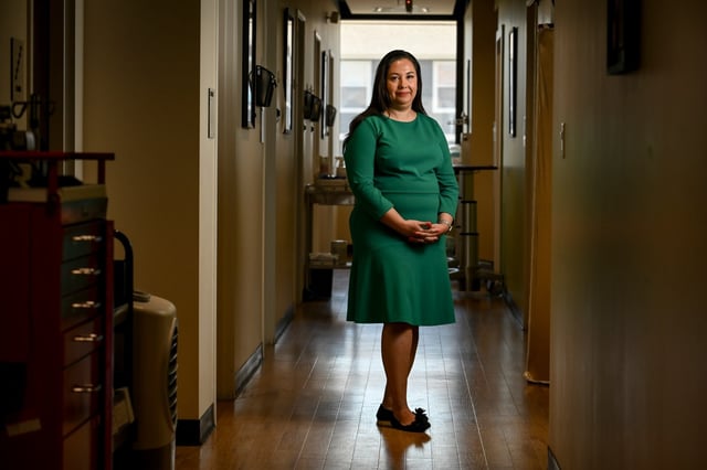 Yadira Caraveo, the former congresswoman in the 8th Congressional District, poses for a portrait in Thornton, Colorado, on Monday, April 14, 2025. (Photo by AAron Ontiveroz/The Denver Post)