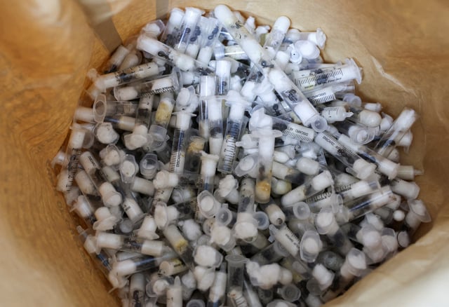 Samples of garden ants concealed in syringes are presented to court as two Belgian nationals, a Vietnamese and a Kenyan national appeared for the hearing of their case, after they pleaded guilty to illegal possession and trafficking of garden ants, at the Jomo Kenyatta International Airport (JKIA) Law Courts, in Nairobi, Kenya, April 15, 2025. REUTERS/Monicah Mwangi