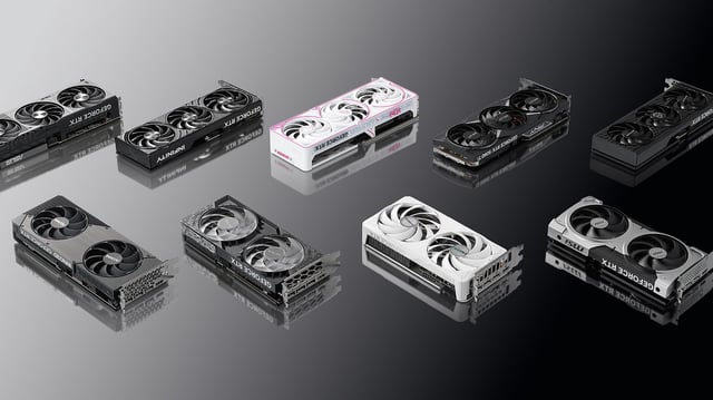 Nvidia GeForce RTX 5060 Ti graphics cards on a gradient background.