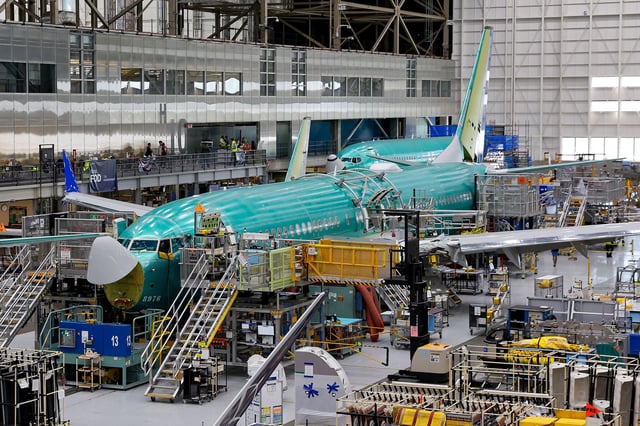 Boeing 737 MAX aircraft are assembled at the company’s plant in Renton, Washington.