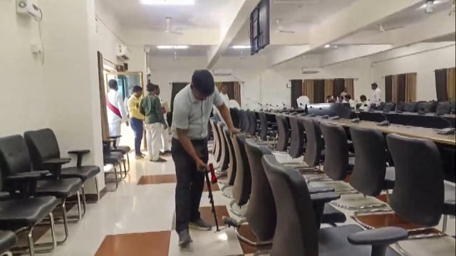 Security forces in Chandauli inspected the premises of the district collectorate office after it received a bomb threat.