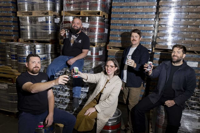 The co-founders of the newly formed Fort Point HenHouse, from left: Shane Goepel, Collin McDonnell, Dina Dobkin, Mike Schnebeck and Justin Catalana seen at the HenHouse brewery in Santa Rosa.