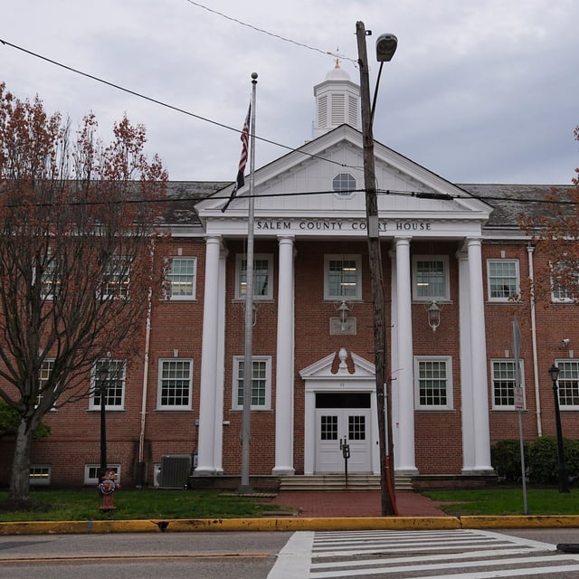 The county courthouse in Salem, N.J., is seen Tuesday, April 15, 2025 before the appearance of Sean M. Higgins, the driver charged with killing NHL hockey player Johnny Gaudreau and his brother Matthew while they were bicycling. (AP Photo/Matt Rourke)