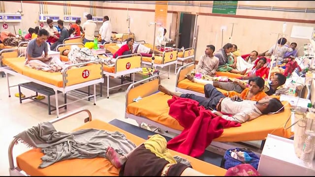 Patients being transferred to a general ward of Civil Hospital following a fire incident at Lok Bandhu Hospital, in Lucknow on Tuesday. (ANI Photo)
