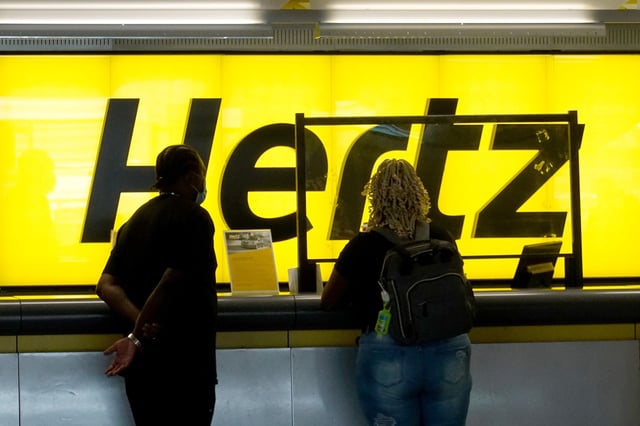 A Hertz car rental counter.