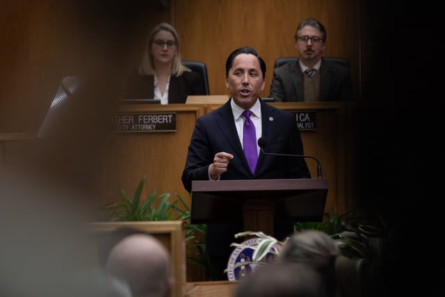 Mayor Todd Gloria delivered his annual State of the City Speech on Wednesday, Jan. 15, 2025 in San Diego, California. (Ana Ramirez / The San Diego Union-Tribune)