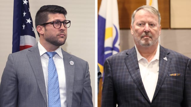 On left, Florida Attorney General James Uthmeier and on right, Orlando Mayor Buddy Dyer. The two are at odds over Orlando&#39;s Trust Act policy. (Joe Burbank/Orlando Sentinel and Ricardo Ramirez Buxeda/ Orlando Sentinel)