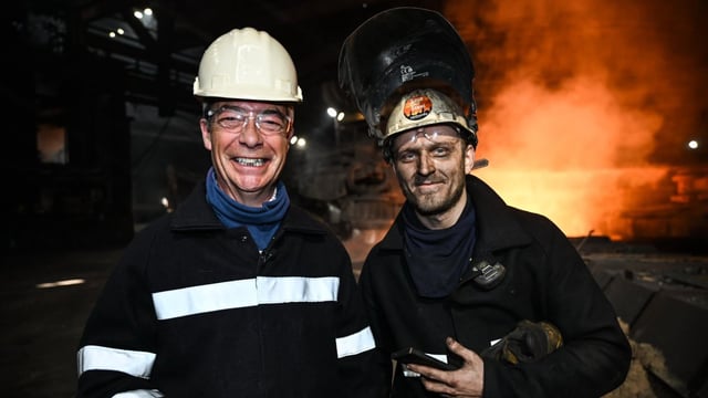 Farage visited the under-threat Scunthorpe steel works last week