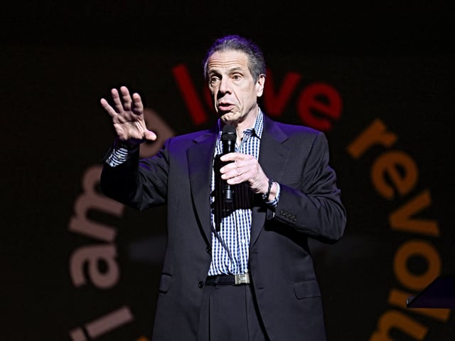 New York City mayoral candidate Andrew Cuomo delivers a speech at the First Corinthian Baptist Church in the Harlem neighborhood of New York on April 13, 2025. Andrew Cuomo, the former Democratic governor of New York and a man once thought to have his eye on the presidency, will run in November to be mayor of New York City. The current mayor of the largest US city, Eric Adams, is embattled -- politically wounded by indictment on corruption charges. Cuomo himself resigned amid scandal in 2021 after 10 years as governor following accusations of sexual harassment. A prosecutor dropped charges against him in January 2022. (Photo by CHARLY TRIBALLEAU / AFP)