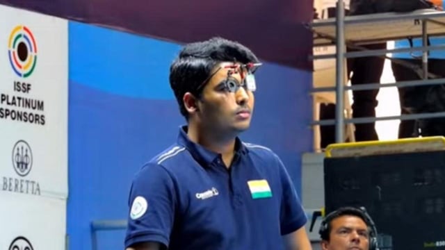 Saurabh Chaudhary opened India’s account at the Lima World Cup with a bronze medal. (NRAI)