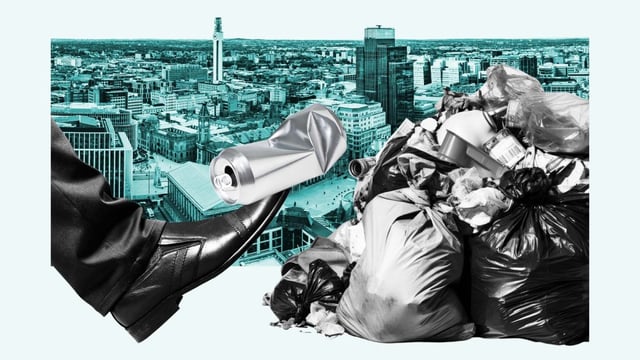 Some 21,000 tonnes of rubbish has been left on the streets of England’s second city
