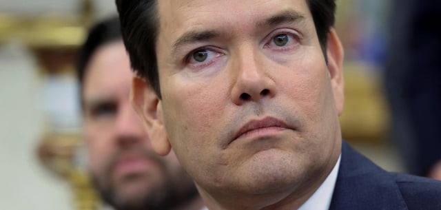 US-Außenminister Marco Rubio im Oval Office, im Hintergrund Vizepräsident J.D. Vance