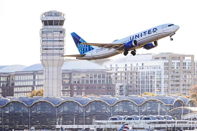 A United Airlines flight from LaGuardia Airport in New York.