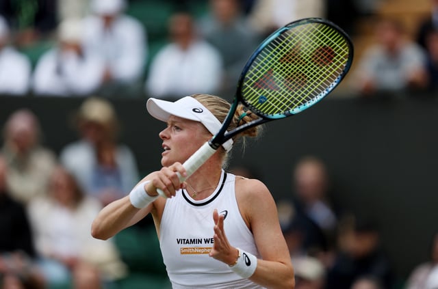 Tennis - Wimbledon - All England Lawn Tennis and Croquet Club, London, Britain - July 6, 2024 Britain's Harriet Dart in action during her third round match against China's Xinyu Wang REUTERS/Paul Childs