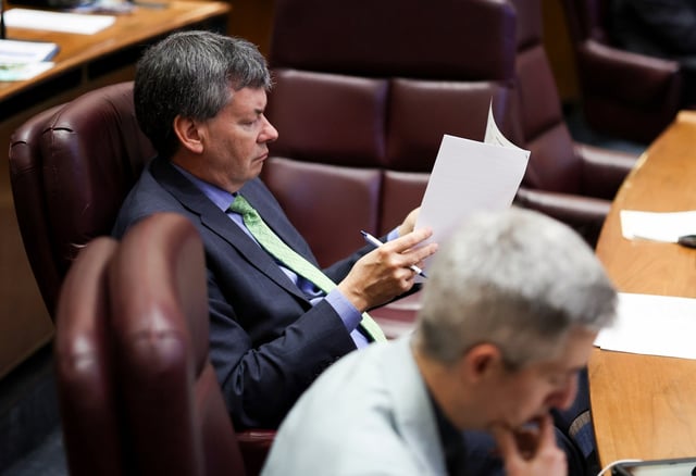 Ald. Brian Hopkins, 2nd, attends a City Council meeting at City Hall on March 12, 2025. (Eileen T. Meslar/Chicago Tribune)