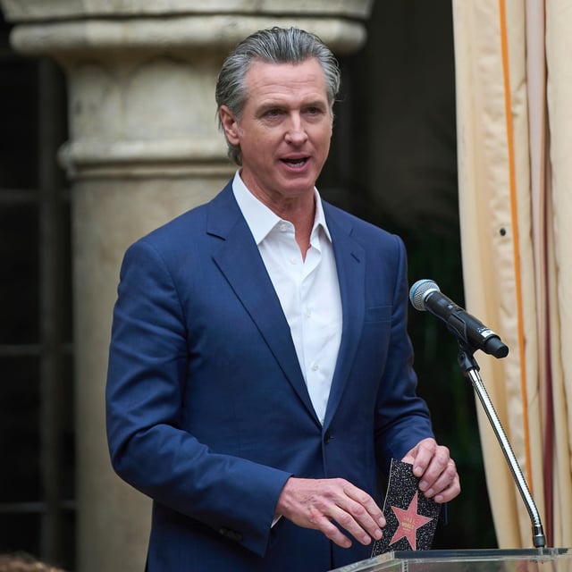 California Gov. Gavin Newsom makes an announcement at a news conference at Chateau Marmont in Los Angeles on March 26, 2025. THE CANADIAN PRESS/AP, Damian Dovarganes