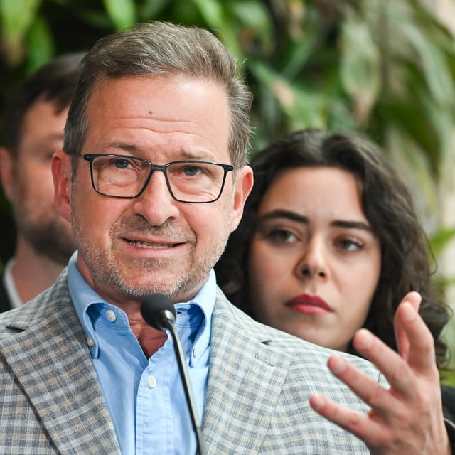 Bloc Quebecois leader Yves-Francois Blanchet speaks during a federal election campaign stop in Montreal, Tuesday, April 15, 2025. THE CANADIAN PRESS/Graham Hughes