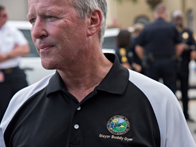 ORLANDO, FLORIDA - JUNE 12, 2016: A gunmen opened fire in a gay nightclub in Orlando, Fla. early Sunday morning killing 50 people and wounding 53 more. It's being called the worst mass shooting in U.S. history. Orlando Mayor Buddy Dyer was on hand at the press conference on Sunday afternoon. (Photo by Melissa Lyttle/For The Washington Post via Getty Images)
