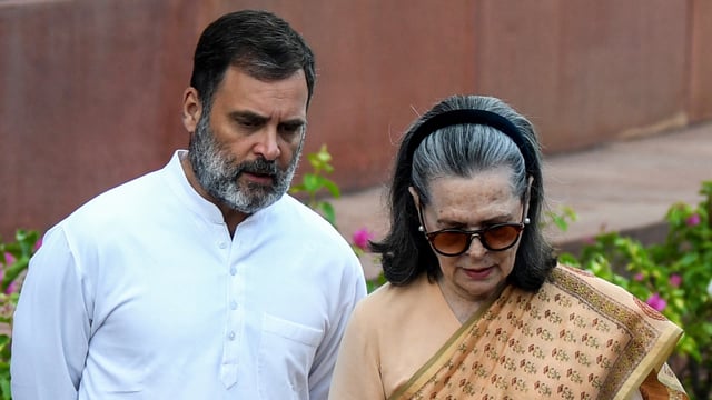 Lok Sabha LoP and Congress MP Rahul Gandhi and Congress Parliamentary Party Chairperson Sonia Gandhi arrive to pay tribute to Dr. B.R. Ambedkar on his 135th birth anniversary, at Central Hall, Samvidhan Sadan in New Delhi.
