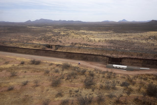 A view along the border Thursday, April 3, 2025, in Douglas, Ariz. (AP Photo/Ross D. Franklin)