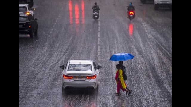 As per this map, most areas in Maharashtra are marked in light blue, indicating above-normal rainfall. Marathwada, parts of southern Maharashtra, and Vidarbha are shown in dark blue, reflecting a high probability of excess rainfall during the monsoon.  (HT)
