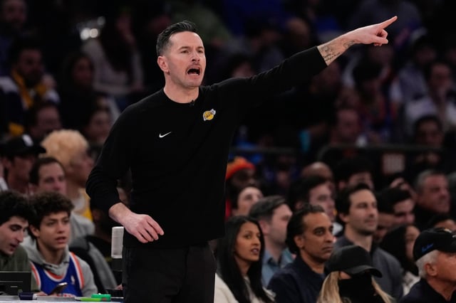 Lakers head coach JJ Redick loves the game-planning aspect of his job, and this week gives him his first chance to tackle it in a best-of-seven playoff environment, when game-to-game adjustments become so critical. (AP Photo/Frank Franklin II)