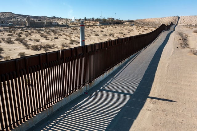 The border wall is pictured in Sunland Park, New Mexico, in January.