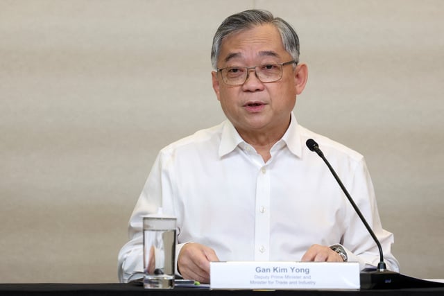 Singapore's Deputy Prime Minister and Minister of Trade and Industry Gan Kim Yong addresses the U.S tariffs in the first Singapore Economic Resilience Taskforce meeting in Singapore April 16, 2025. REUTERS/Edgar Su/File Photo