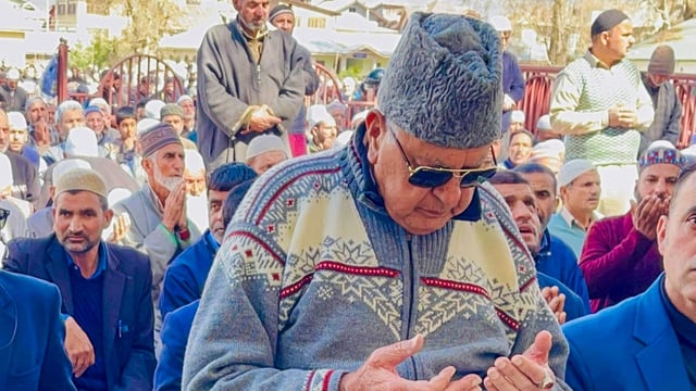 Jammu and Kashmir National Conference (JKNC) President Farooq Abdullah at an event.