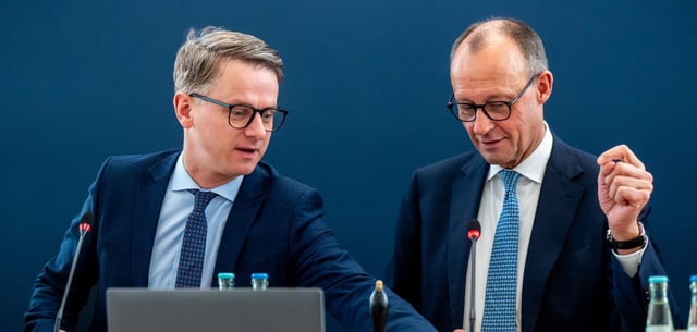 Linnemann und Merz auf dem CDU-Bundesparteitag Ende März
