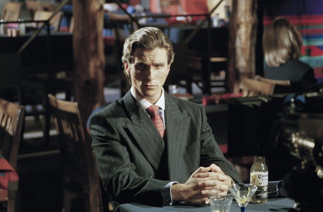 Christian Bale on the set of American Psycho