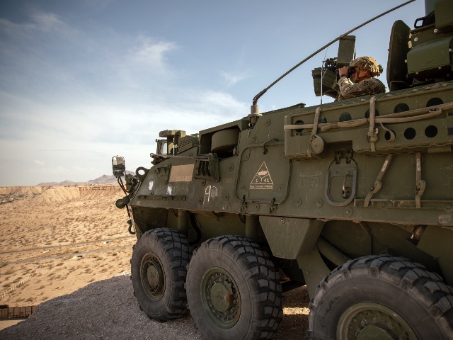 U.S Army Spc. Luis Nito, assigned to 1st Battalion, 41st Infantry Regiment, 2nd Stryker Brigade Combat Team, 4th Infantry Division, assigned to Joint Task Force - Southern Border, conducts surveillance at the southern border, near Santa Teresa, N.M., March 27, 2025. Under the direction of U.S. Northern Command, Joint Task Force – Southern Border aligns efforts to seal the southern border and repel illegal activity and is responsible for full-scale, agile, and all-domain operations, which will allow for more effective and efficient DoD operations. (U.S Army photo by Sgt. Crist Joseph)